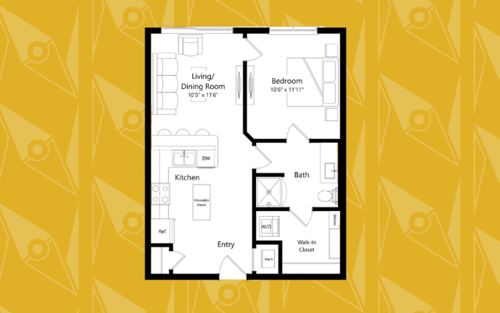 one bedroom apartment with walk-in closet in downtown Richmond, VA